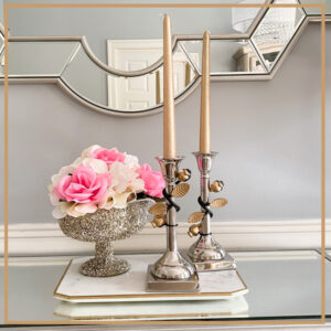 Metal Candleholder with Gold Design