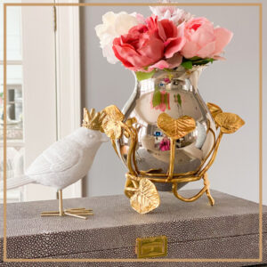 Decorative Vase with Gold Leaf Stand